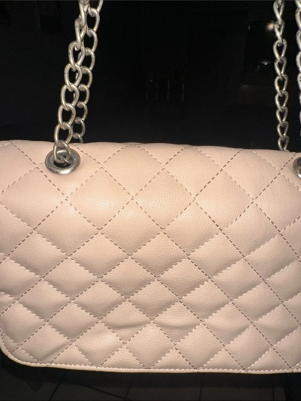 Express Quilted Pale Pink Chain-Handle Shoulder Bag